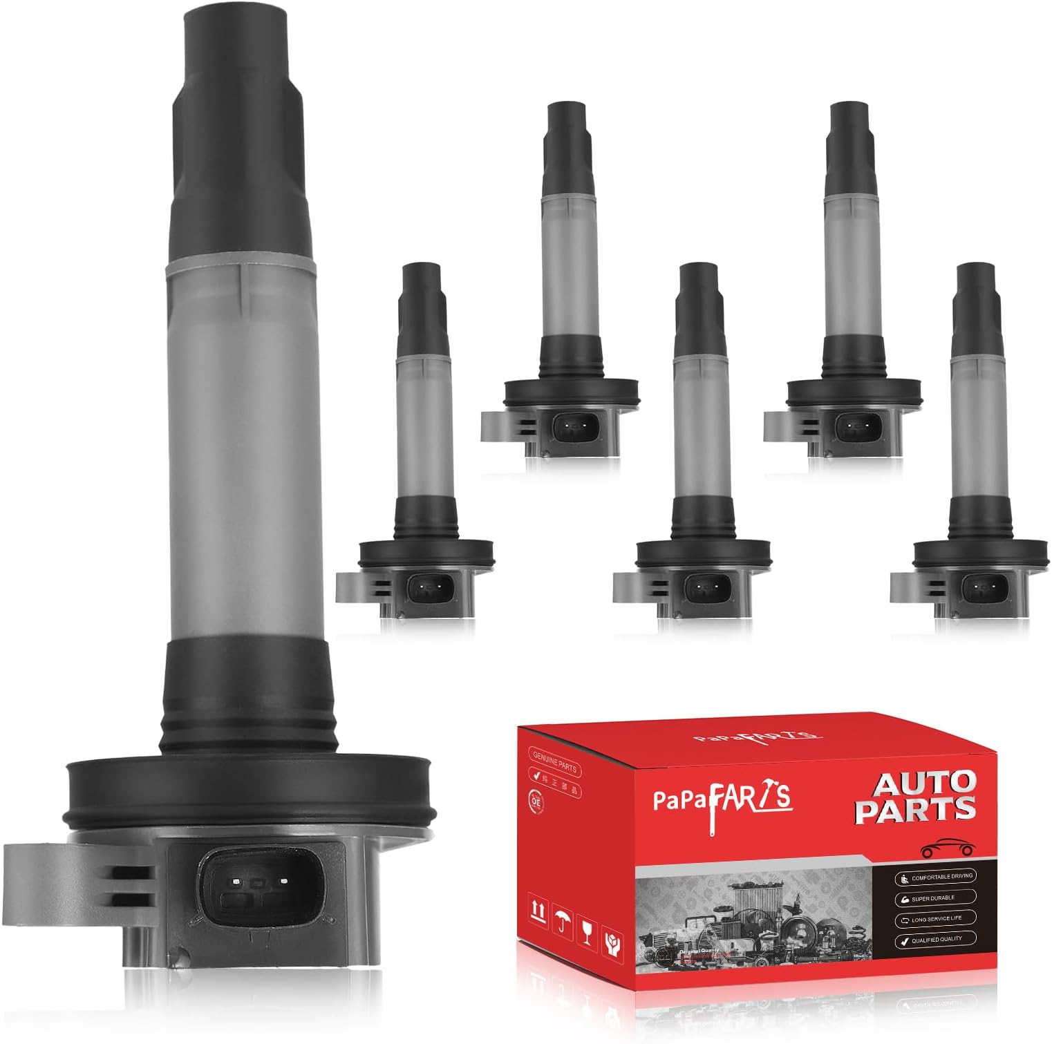 PAPAPARTS Set of 6 Ignition Coil Pack UF553 DG520 Compatible with Mazda 6 CX-9 Mercury Sable Lincoln Ford Edge Explorer F150 Flex Fusion Mustang Police Taurus Transit MKS MKX MKZ V6 3.5L 3.7L