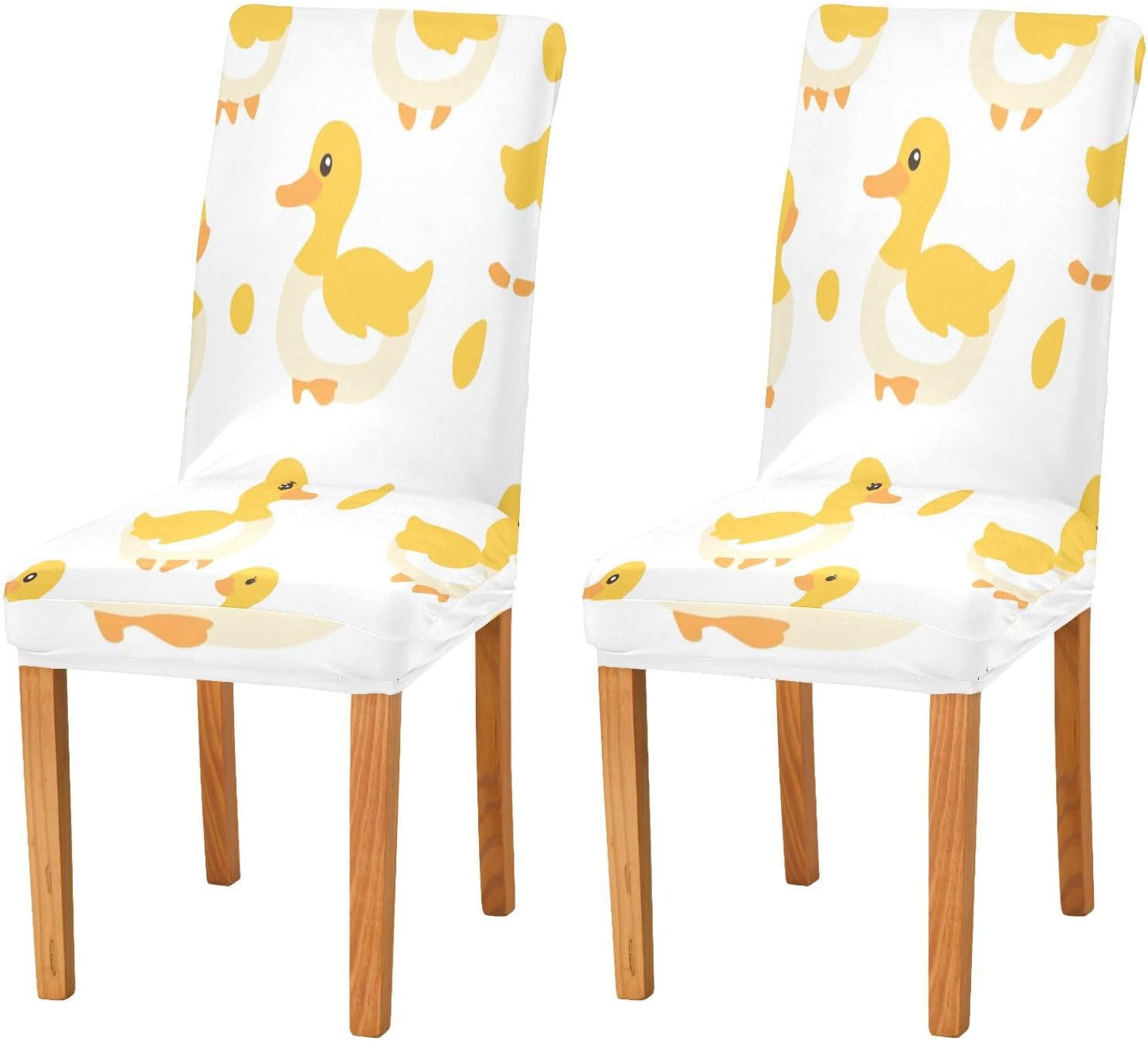 ALAZA Chair Covers for Dining Room, Funny Cute Duck Stretch Chair Cover Sets Chair Protector Removable Washable for Ktichen Restaurant Hotel