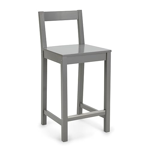 Amazon Basics Wooden Bar Stool with Backrest 24", Grey, 1