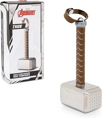Miniatura 2 de Marvel Mighty Thor Mjolnir Hammer - Réplica de acero inoxidable para ablandador de carne  Herramienta gourmet para carne de res, bistec, aves de