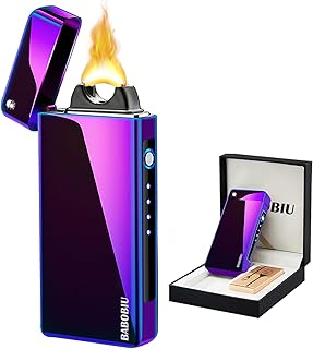 BABOBIU Electric Lighter Plasma Lighter Windproof Lighter Flameless Cool Lighter USB Rechargeable Lighter with Larger Plasma Arc Gift for Father's Day, Christmas, Birthday (Colourful)