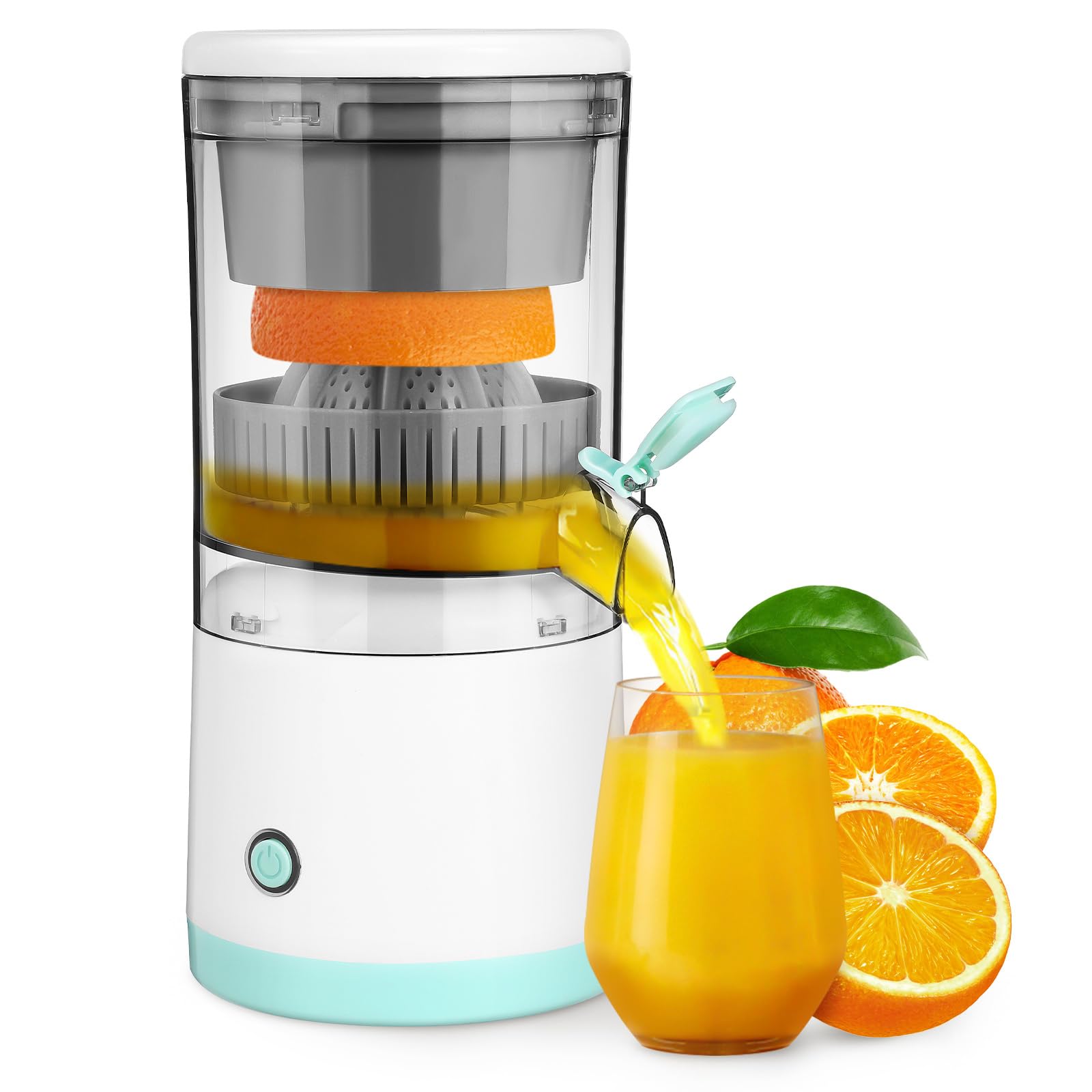 Amosfun Electric Citrus Juicer, Rechargeable Versatile Fruit Extractor Squeezer for Lemon, Orange, Citrus, Mini Portable Juicer Machine, Easy Cleaning