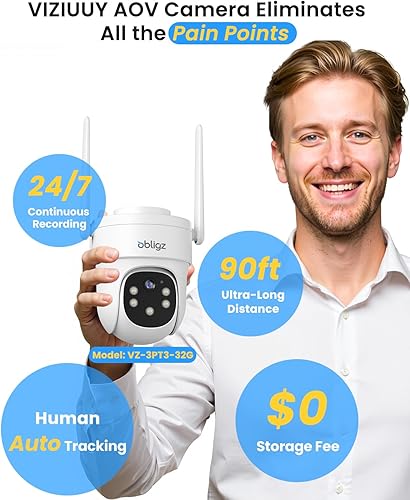 Miniatura 2 de Cámara de seguridad AOV, cámaras de seguridad de grabación continua de 24 horas inalámbricas para exteriores, WiFi 6, cámaras alimentadas por