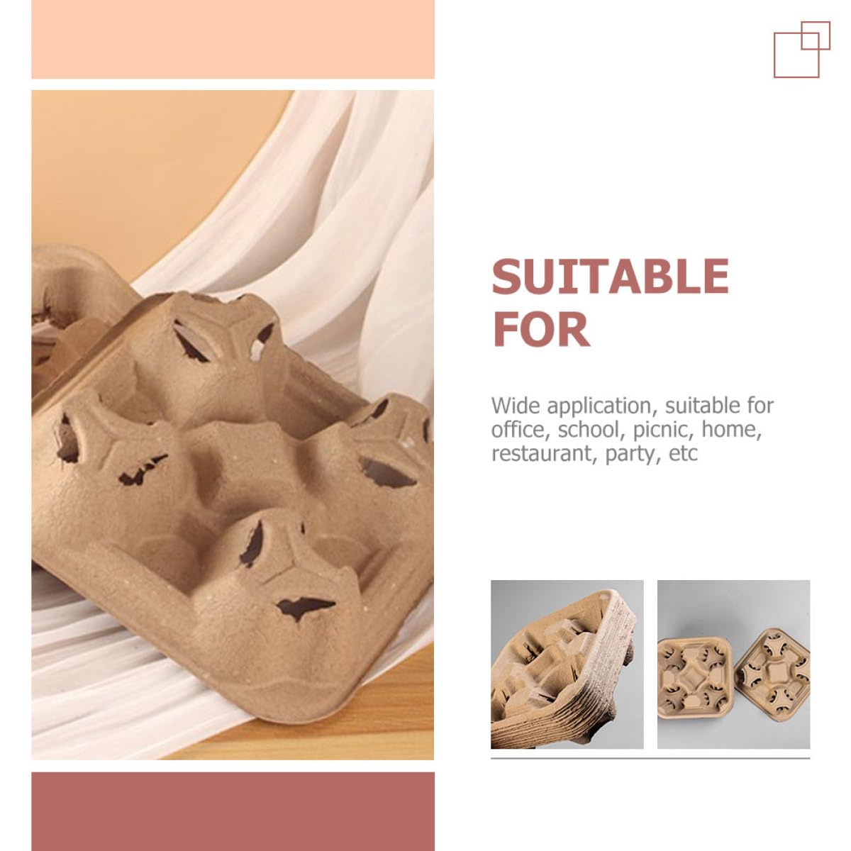 Portabicchieri Biodegradabile in Carta 4 Posti 25 Pezzi Vassoio Porta Bevande da Asporto Resistente e Sicuro per Caffè Tè al Latte Bevande Fredde Accessorio Pratico