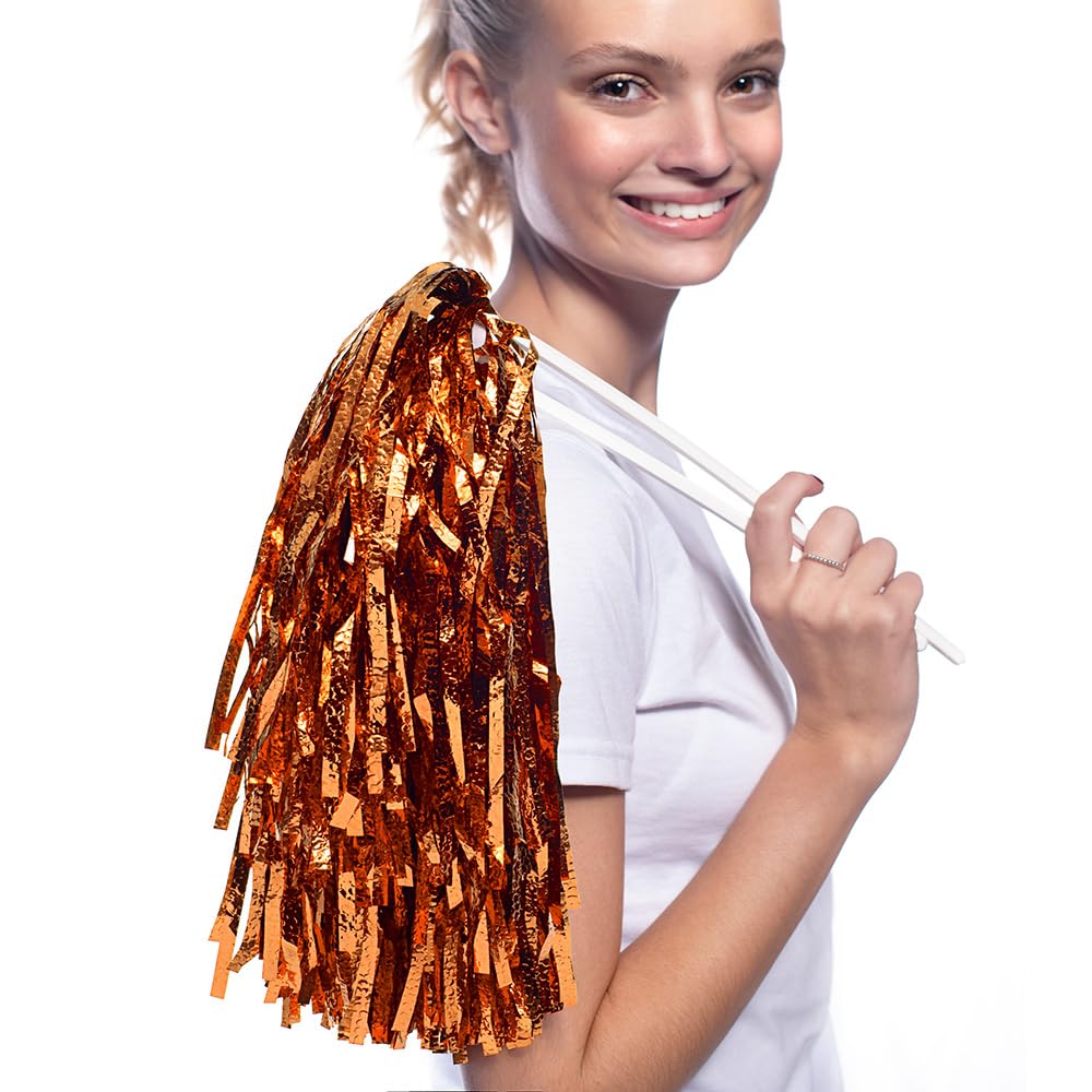 Anderson's Lot De 10 Shakers à Spiritueux D'école, Pompons Pom-pom Girl, équipement De Fans De Sport, Accessoires De Football, Retour à La Maison, Orange Et Blanc