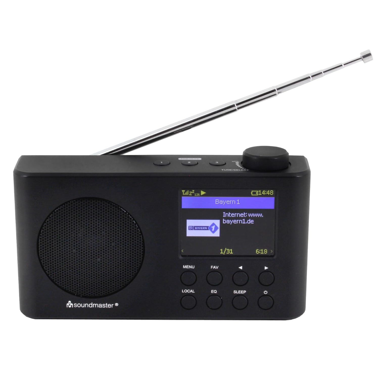 Soundmaster IR6500SW - Radio Portable avec Radio Internet WLAN, Radio Dab/FM-RDS, Réception Bluetooth, Lecteur Réseau UPnP, 50 Mémoires Favorites, Batterie Rechargeable.