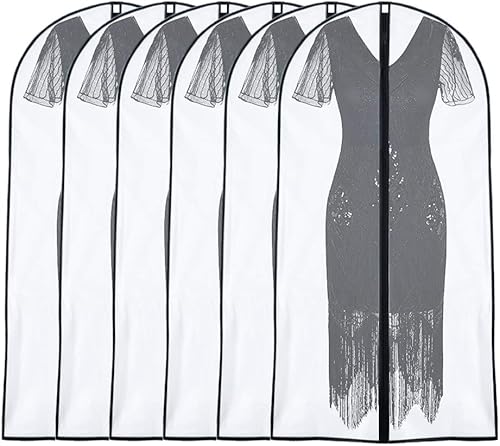 Funda para bolsa de ropa de 24 x 48 pulgadas (juego de 6) fundas protectoras para abrigos, chaquetas, vestidos y almacenamiento de ropa versión