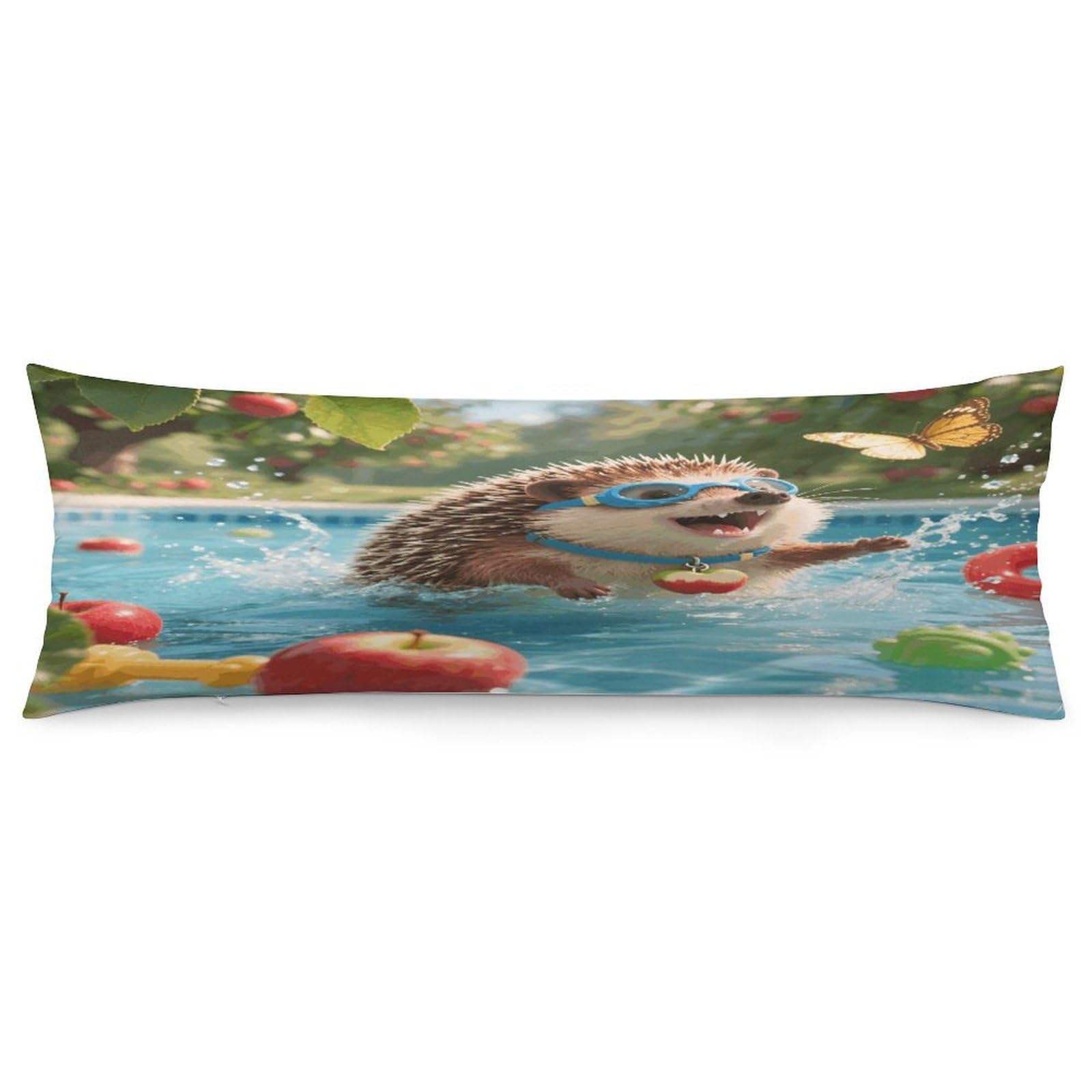 VstaDank Hedgehog Pool Dash Pillow Cover Decorative Lumbar Pillow Cover 19x53 Inch Long Body Pillows Case Soft Luxury Decorative Throw Pillowcase for Couch Sofa Bedroom Car Decor Pillowcover