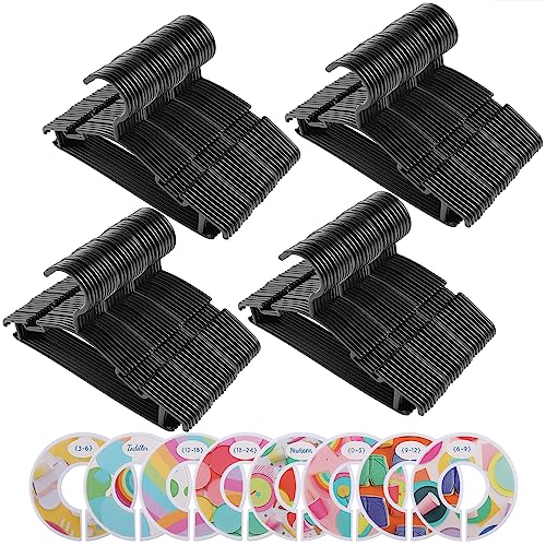 Image of GoodtoU Baby Hangers for Closet Kids Hangers 100 Pack Black Plastic Smooth Finish