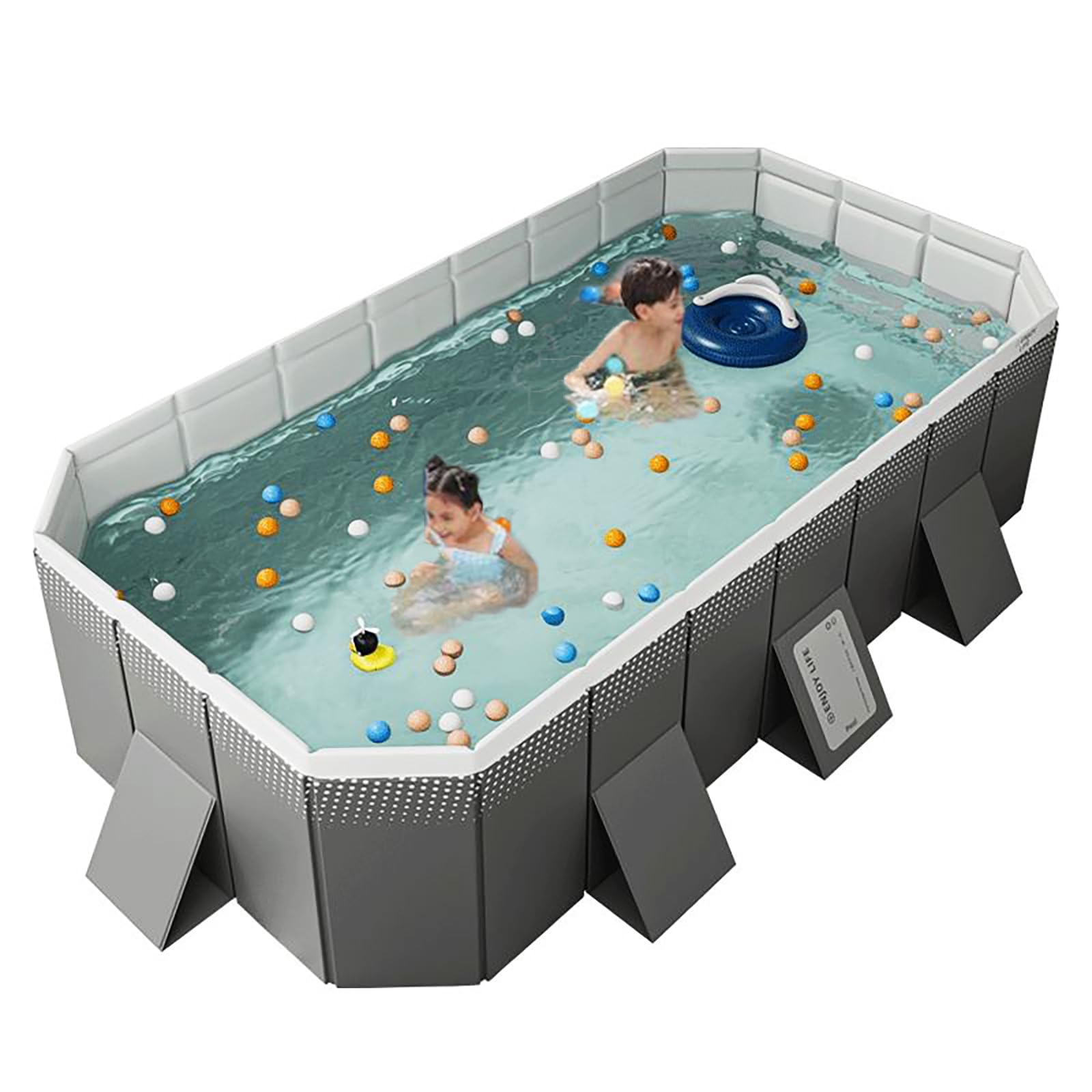 Photo 1 of Buric Foldable Pool Non-Inflatable Swimming Pool for Family Adults Hard Plastic Shell Collapsible Rectangle Swimming Pool for Outside Backyard Portable Pet Dog Pool (102.36 in)
