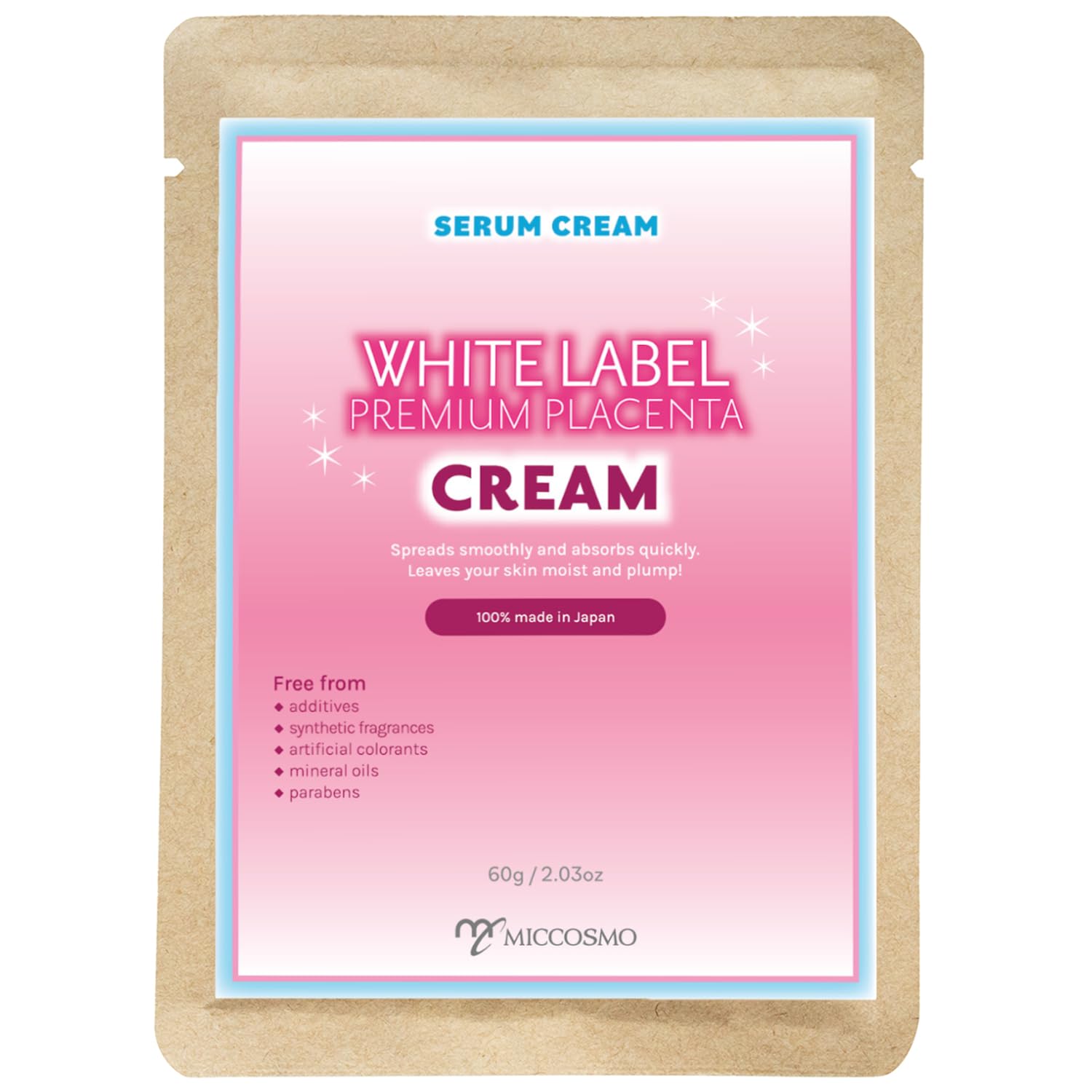 ホワイトラベル White Label Premium Placenta Cream 60g – Gel-Type Face Moisturizer with Placenta, Hyaluronic Acid & Collagen – Rich, Non-Sticky Formula for