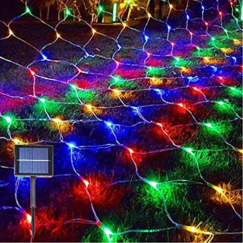 Juesi Christmas Mesh Net Lights, Solar Xmas Lights Outdoor Bush Lights Tree Netting, Fairy Lights for Garden, Patio, Window, Fence, Bush, Christmas Tree (Multicolor)