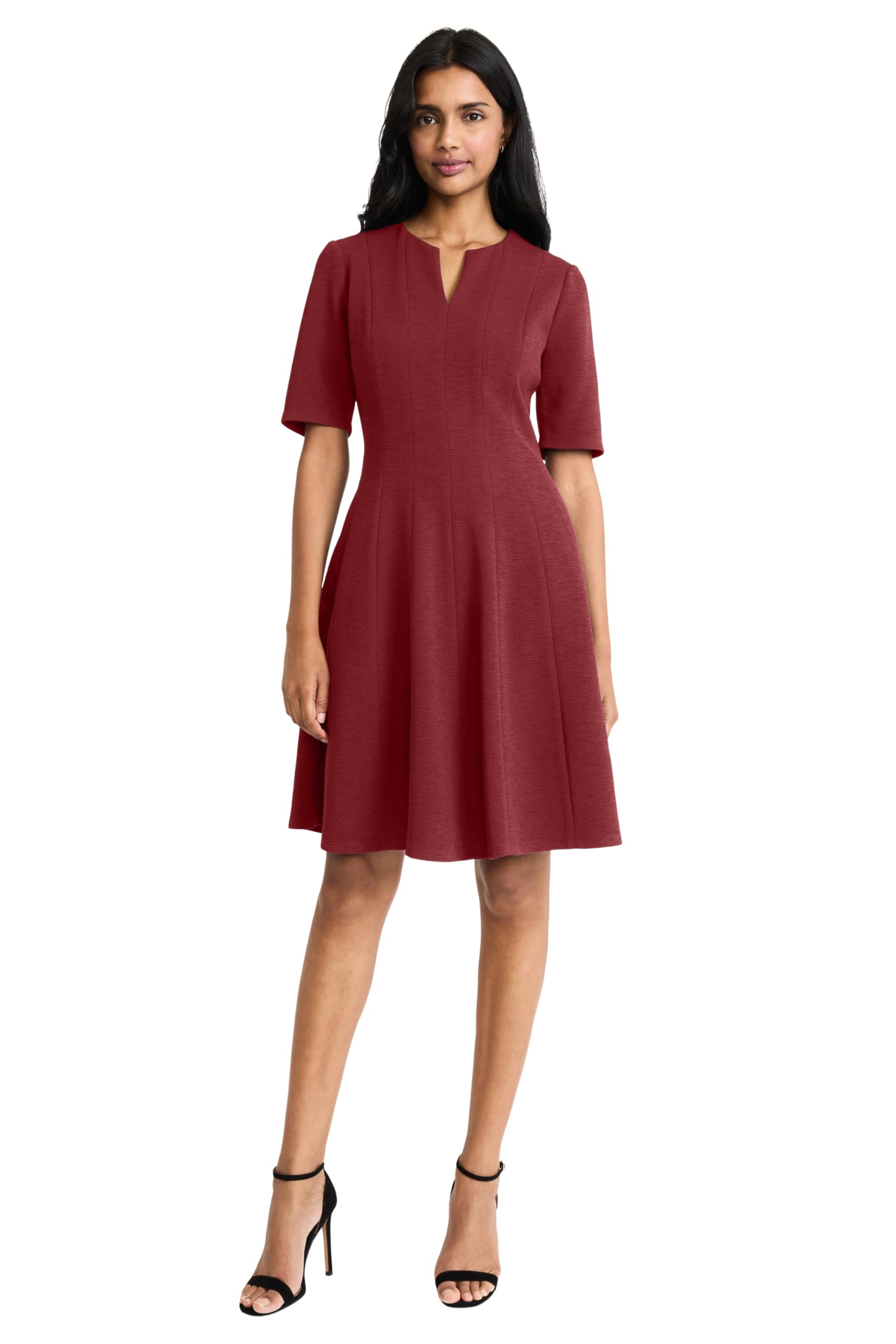 Maggy London Womens Notch Neck Fit and Flare Career Office Workwear Desk to Dinner Event Guest of
