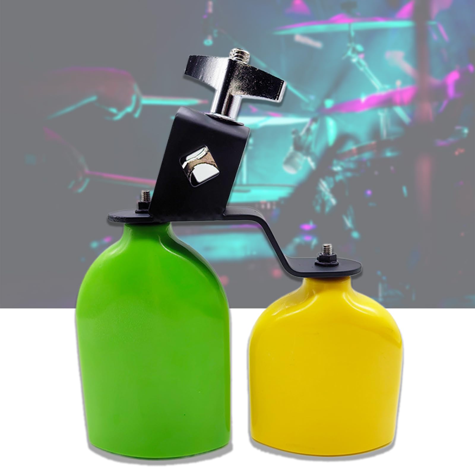 Plastics Double Mounted Bells High And Low Tones Bicolor Cowbell Clapper Latin Percussions Instrument For Drum Set