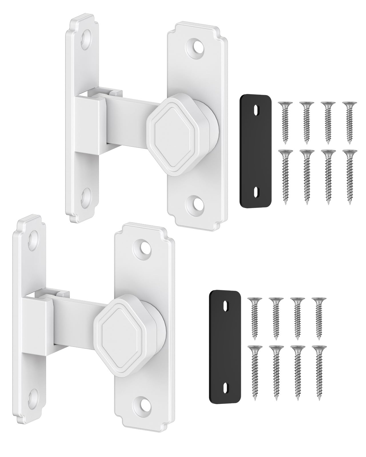 SecureLatch 90 Degree Flip Barn Door Lock, Small Right Angle Lock Latch, Sliding Door Latches for Cabinets, Bathroom, Barn, Shed, Garden, Window - Safety & Privacy Hardware (White-2PCS)