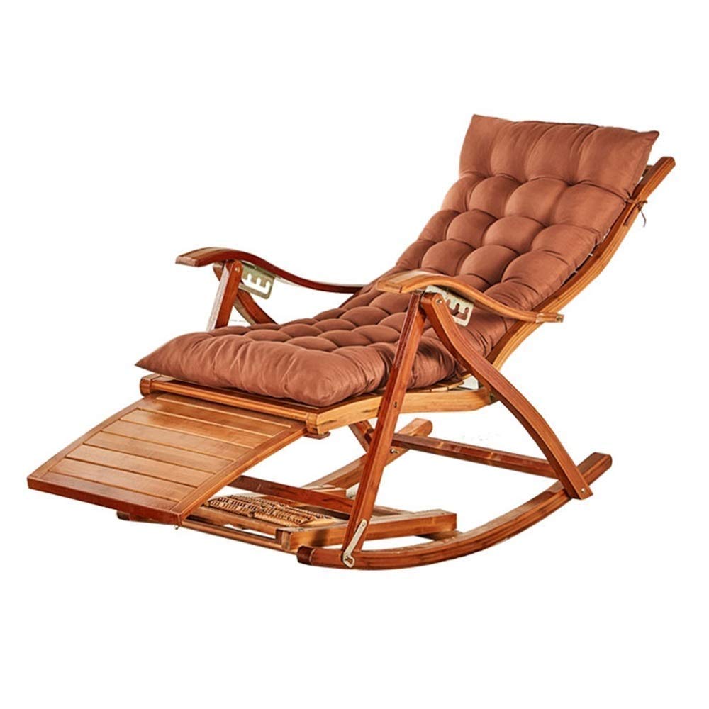 Fauteuils inclinables de jardin en bambou naturel avec repose-pieds massant