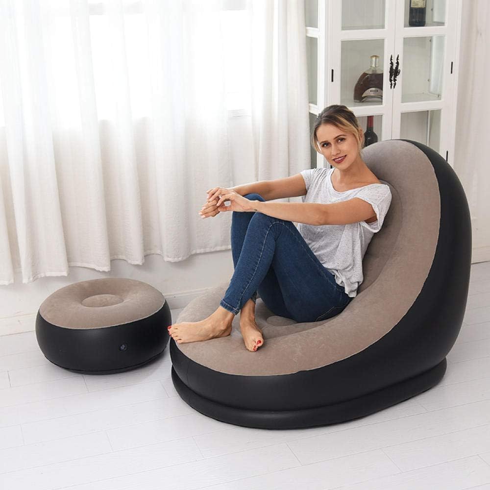 Inflatable Leisure Sofa Chair and Footstool Recliner Air Couch for Gaming, Swimming Pool, Air Chair (Brown)-image-20