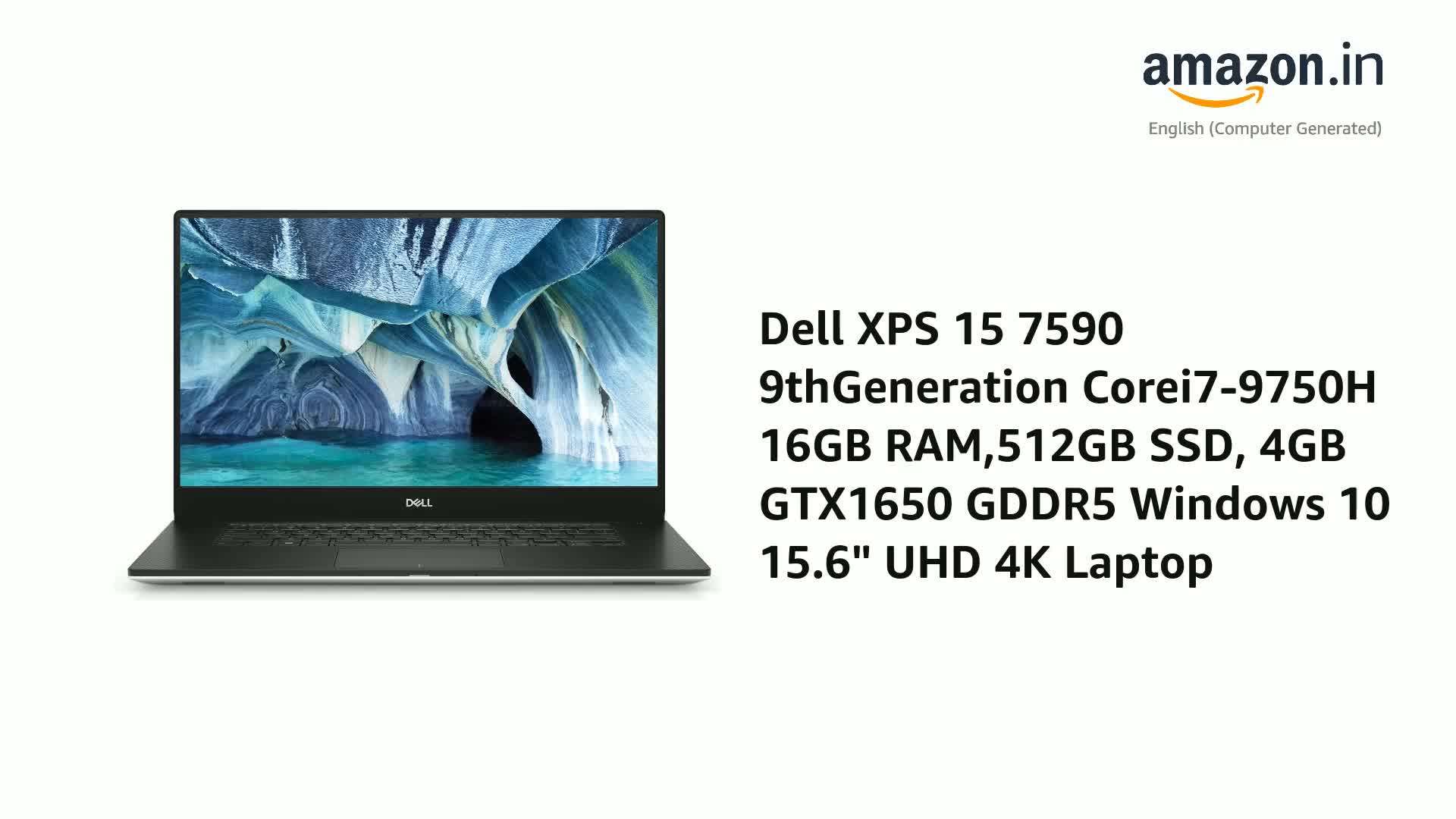 Dell XPS 15 7590 9thGeneration Corei7-9750H 16GB RAM,512GB SSD