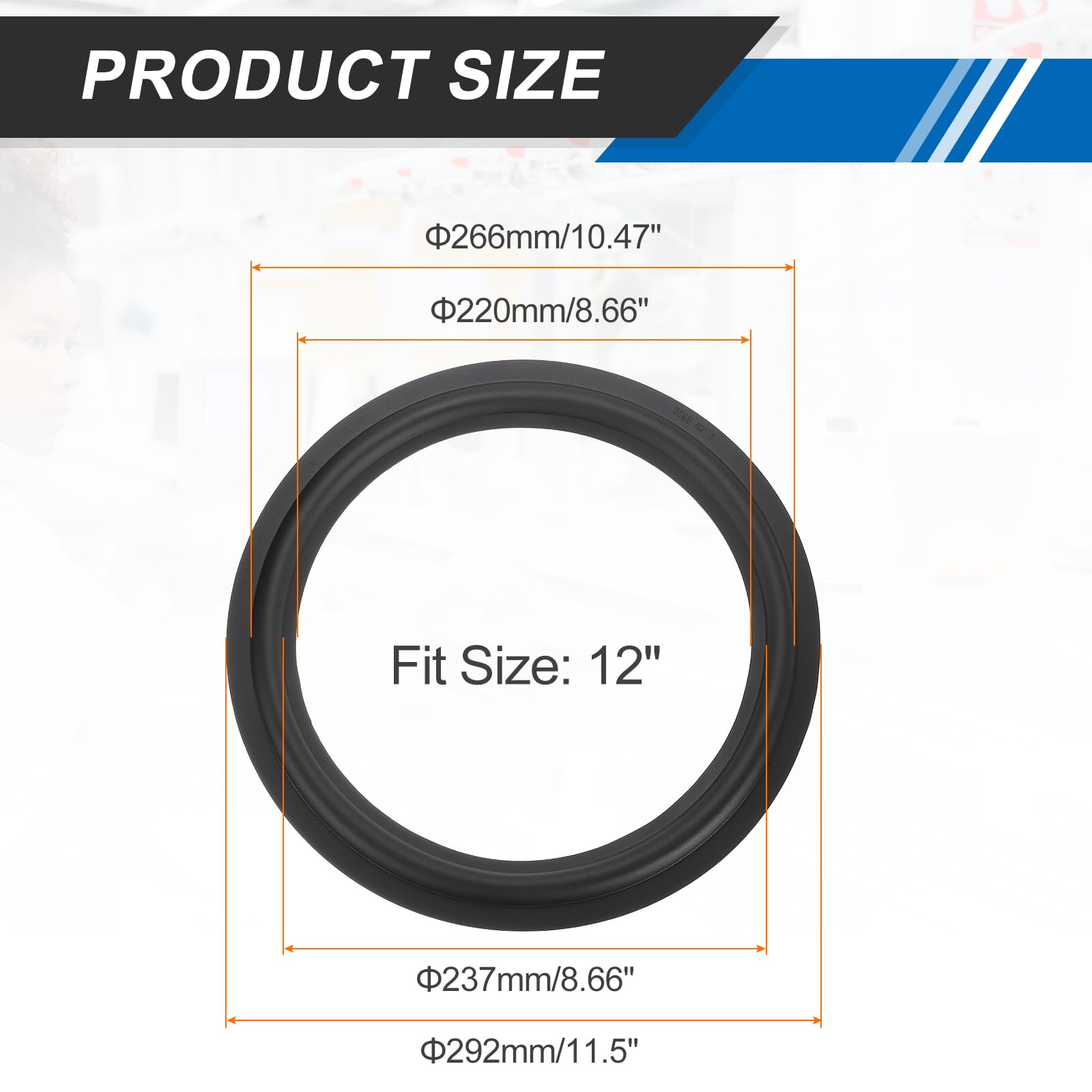 sourcing map Anillos de goma para altavoz de 12 pulgadas, 292 x 220 mm (IDxOD) anillos perforados para subwoofer piezas de repuesto para reparación de altavoces o bricolaje, color negro
