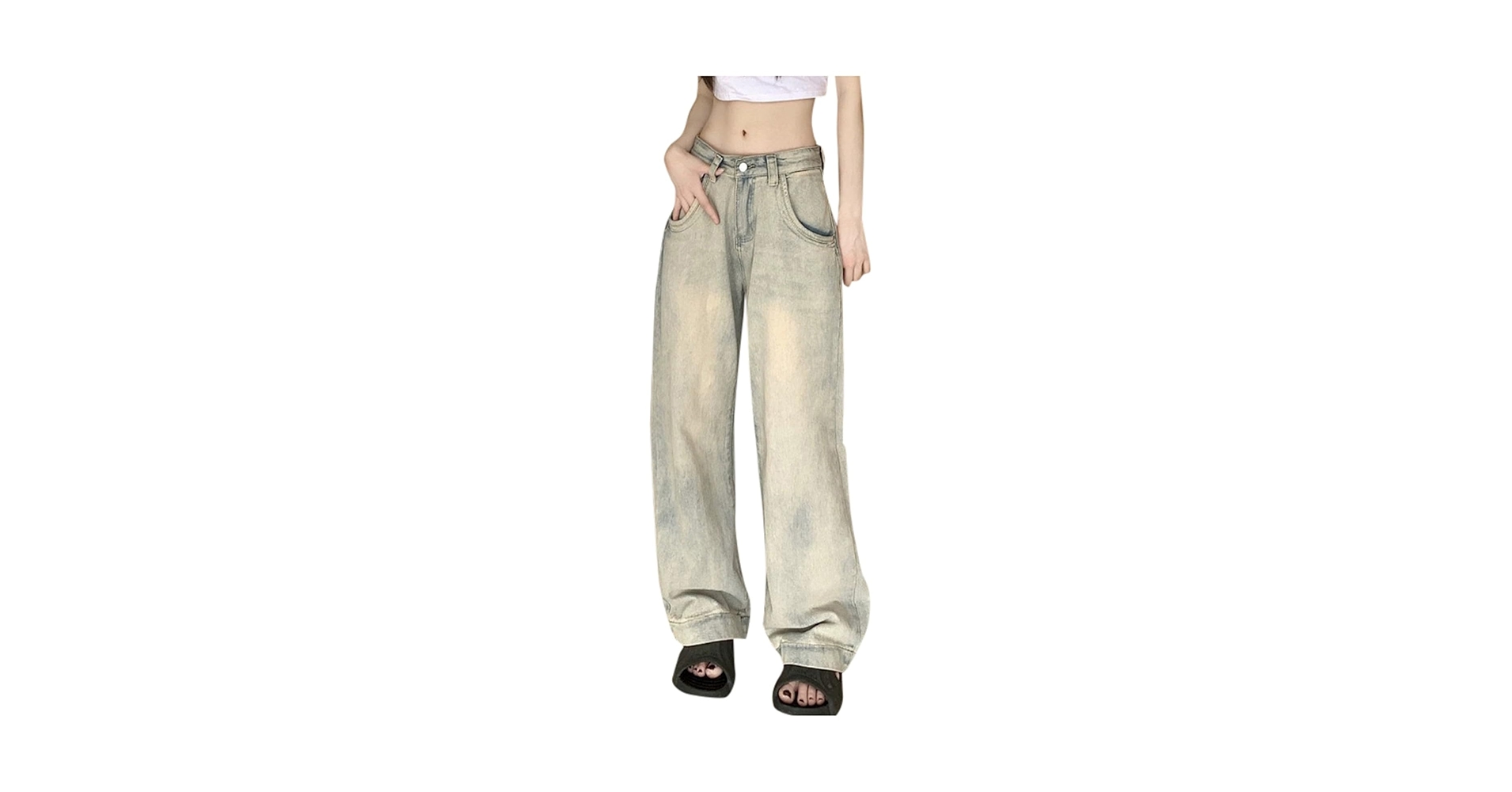 Womens Baggy Jeans Y2K Trendy Harajuku High Waisted