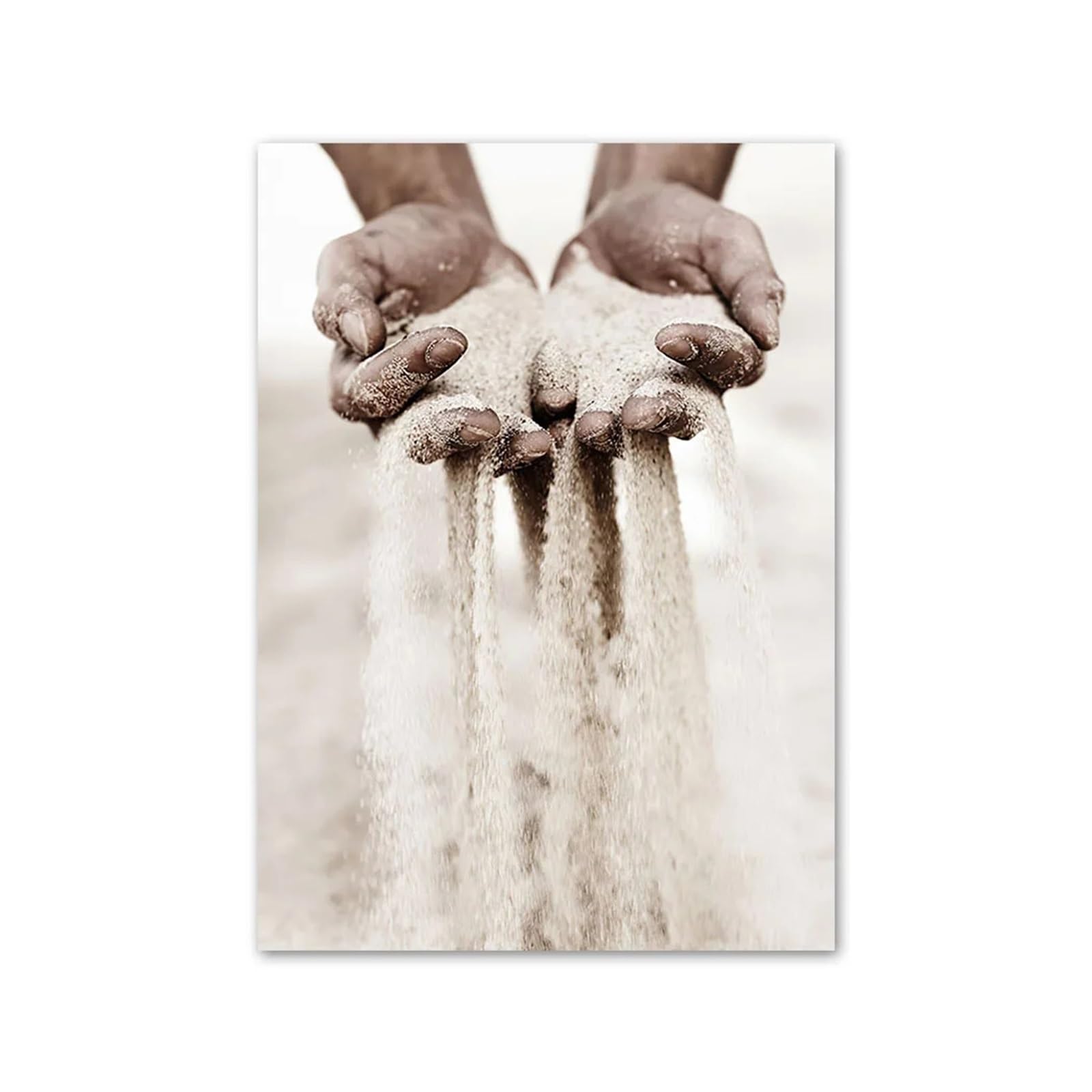 1pc Farmhouse Highland Cow Wall Art Neutral Animal Prints Grass And Sand In Hands Posters For Living Room Decor(A,A4 21X30cm No Framed)
