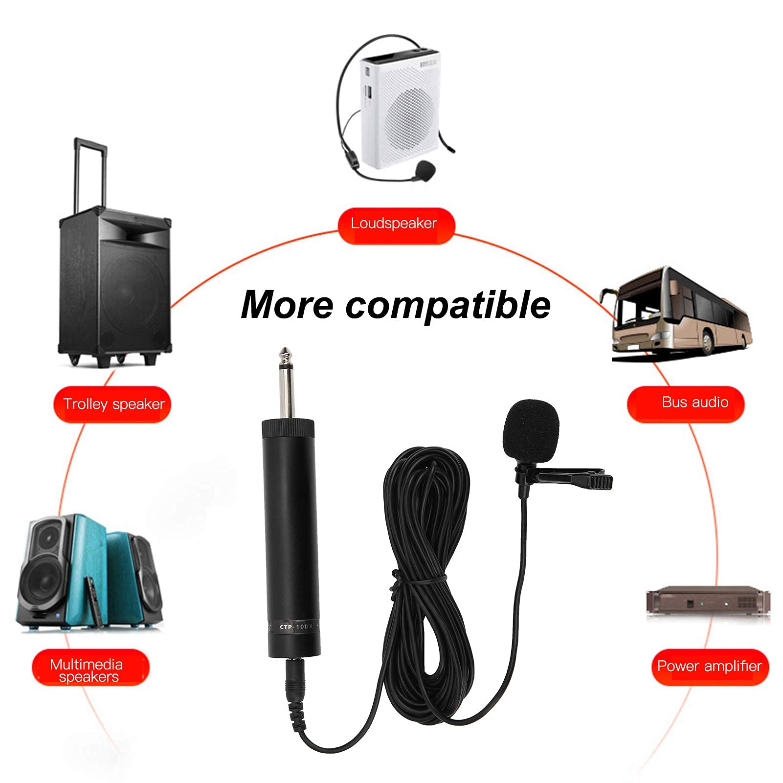 LiebeWH Microfono Lavalier, Sassofono a Bavero con Filo Accessori per Strumenti Musicali Professionali con Cappuccio in Schiuma, per il Collegamento di Amplificatori, Mixer(10meters)
