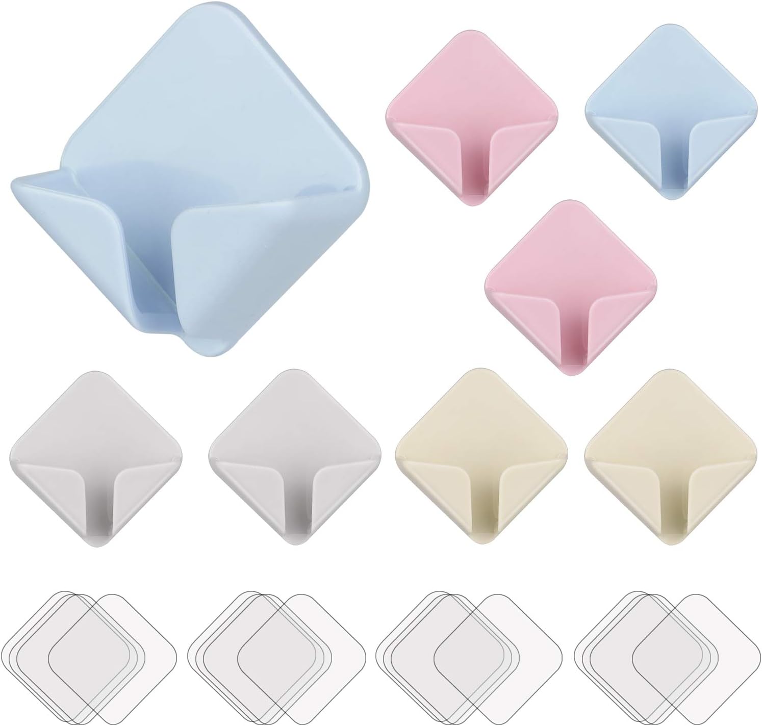 OOTSR 8-Pack Plastic Adhesive Hooks for Plugs Toothbrush, Plug Hooks Strong Adhesive Hangers Drill-Free Innovative Socket Holders Wall Mounted Heavy Duty Hooks Fit for Smooth Surface
