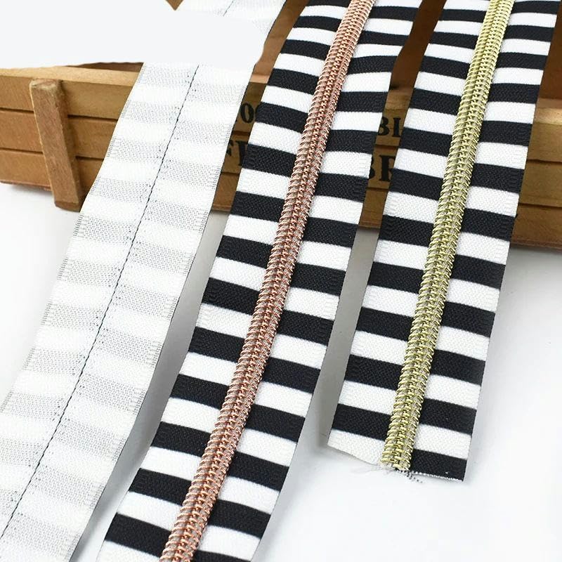 1-10M 5 # Nylonowe zamki błyskawiczne w paski spiralne suwaki odzież torba dekoracyjna zamek błyskawiczny zestaw naprawczy akcesoria do szycia DIY-StripeGunBlack-5#-10 metrów