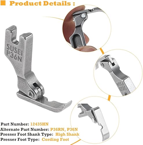 Miniatura 4 de 4 piezas diferentes prensatelas de cremallera P36L P36N P363 S518N compatibles con JUKI Brother Singer Consew típicas máquinas de coser industriales