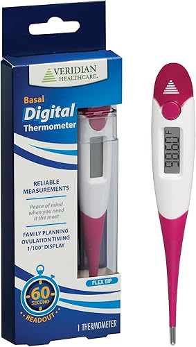 Veridian Termómetro digital basal Ayuda natural de planificación familiar Lectura de 60 segundos Resultados a 1100 grados para un seguimiento