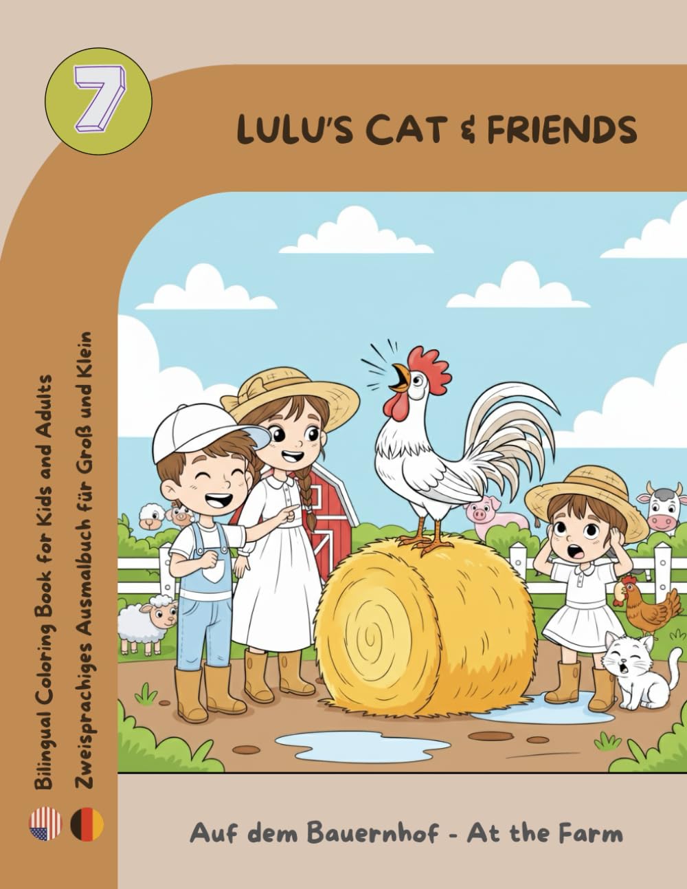 Lulu's Cat and Friends: Auf dem Bauernhof - zweisprachiges Ausmalbuch (deutsch/englisch) mit Bastelteil