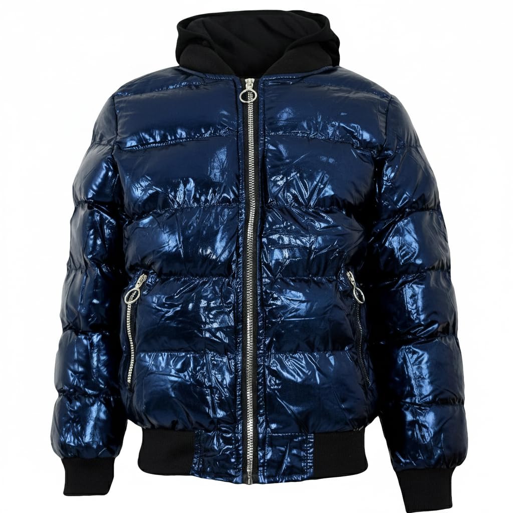 A2Z 4 Kids Dzieci Dziewczyny Chłopcy Moda Błyszczący Watowany Kurtka - Jacket JK28 Blue 13