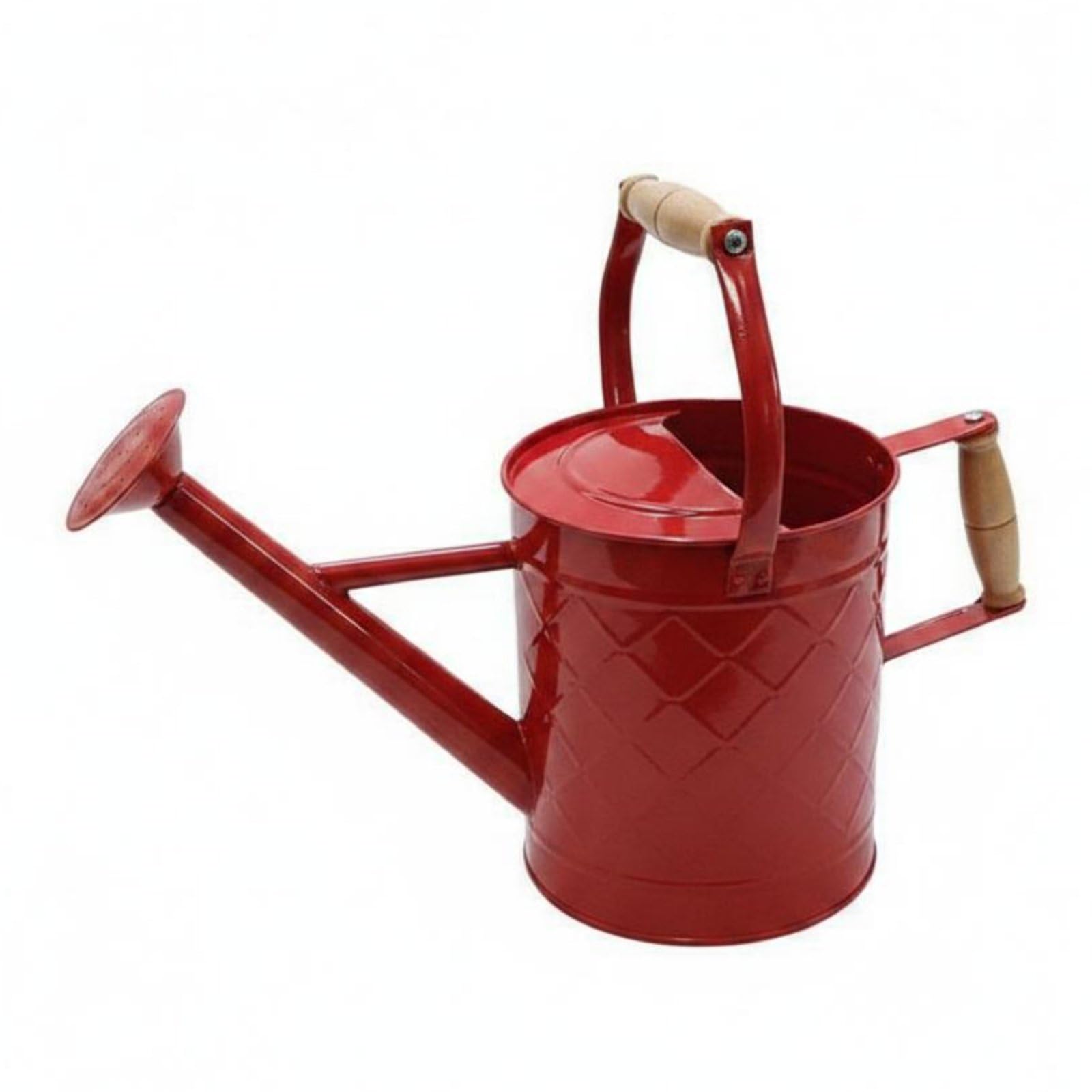 Annaffiatoio Metallo Giardino Irrigazione Controllata Manico Superiore Lato Pratico Spout Lungo Uso Interno Esterno Serra Casa Adatto per Annaffiatura Quotidiana Orto Domestico, Rosso