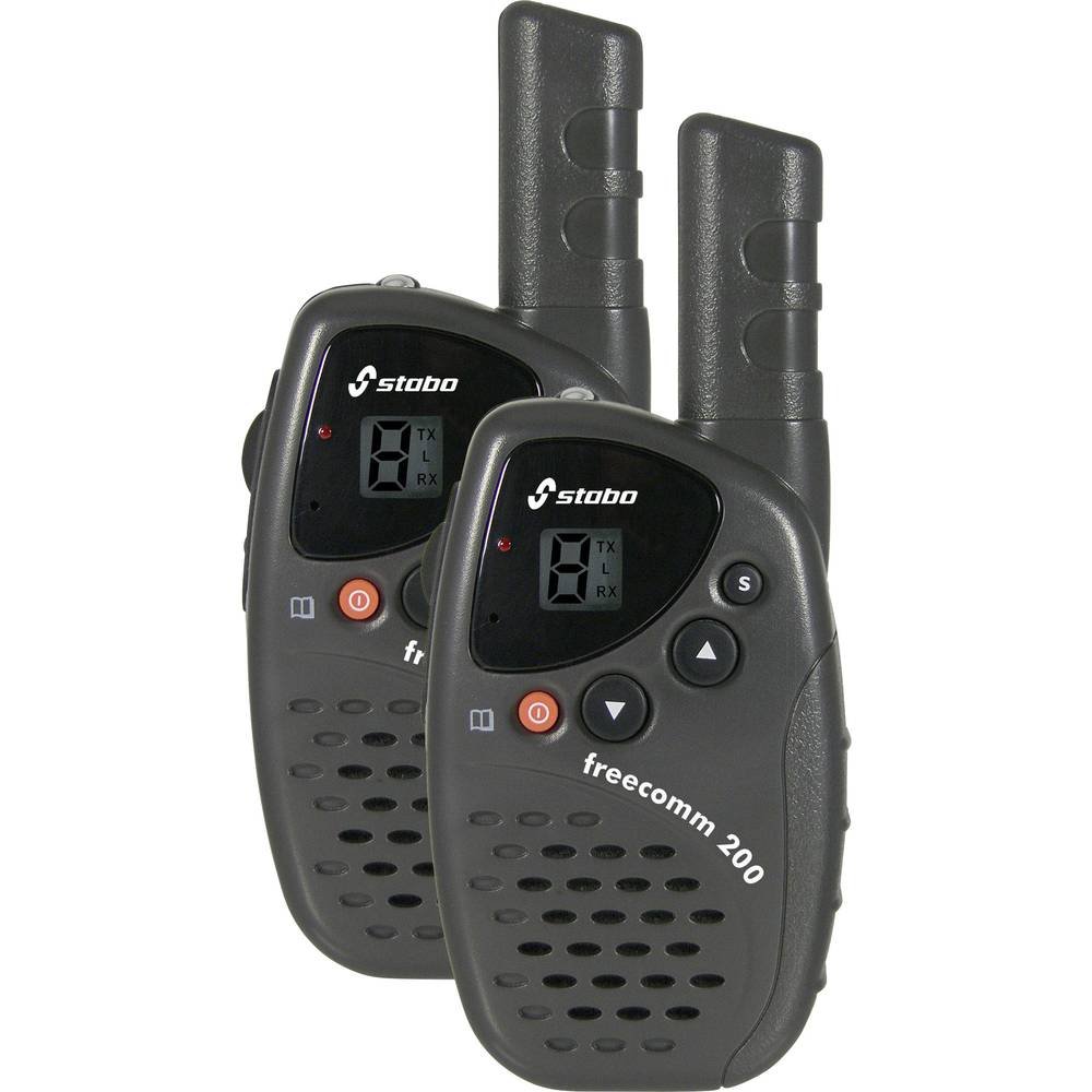 Stabo Elektronik Freecomm PMR-446 telefon bezprzewodowy do 5 km, zestaw 200 sztuk w kolorze czarnym