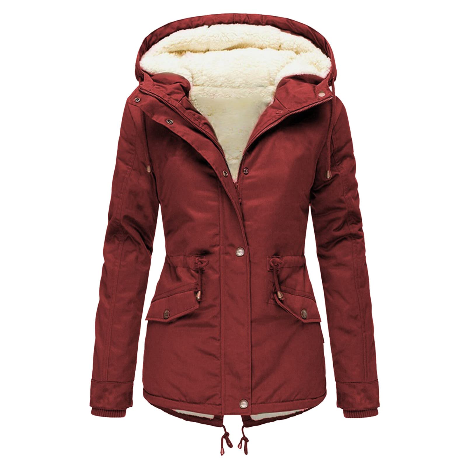 übergangsjacke damen Damen Plus Size Wintermantel Damenjacke Dicker Outwear gefütterter Kapuzenmantel Warmer Trench Damenmantel
