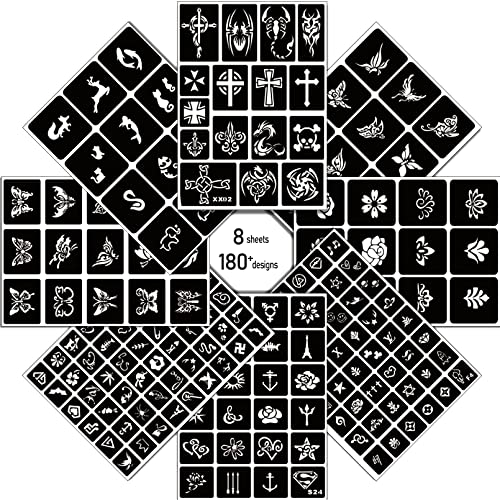 CUTELIILI Henna Tattoo Stencils Reusable for Women Girls and Kids, 200
