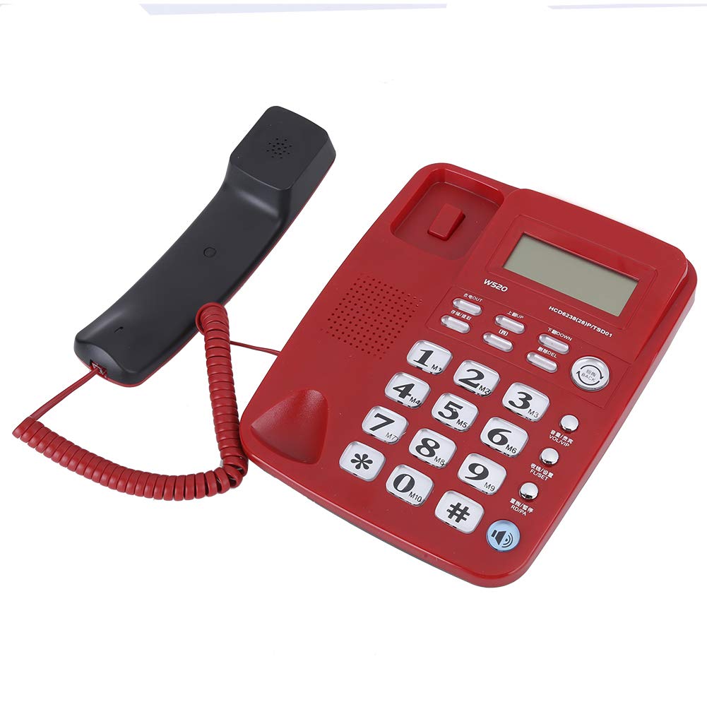 Telefono Vivavoce Fisso, Selezione Rapida a Due Tasti Telefono Aziendale Semplice e Conveniente a Risparmio Energetico per Office Home Hotel(Rosso)