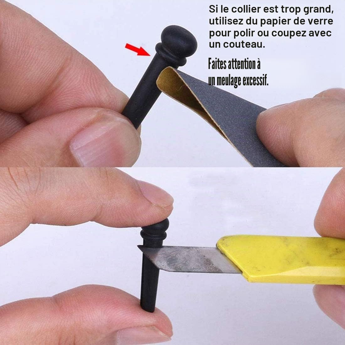 Alnicov Lot de 6 chevilles pour chevalet de guitare acoustique en ébène à rainures avec décoration en ormeau et extracteur de chevilles de chevalet
