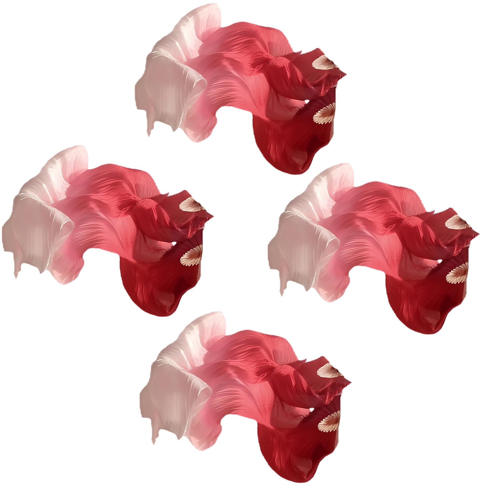 Éventails de danse en soie lot de 8 modèle double face pliable dégradé