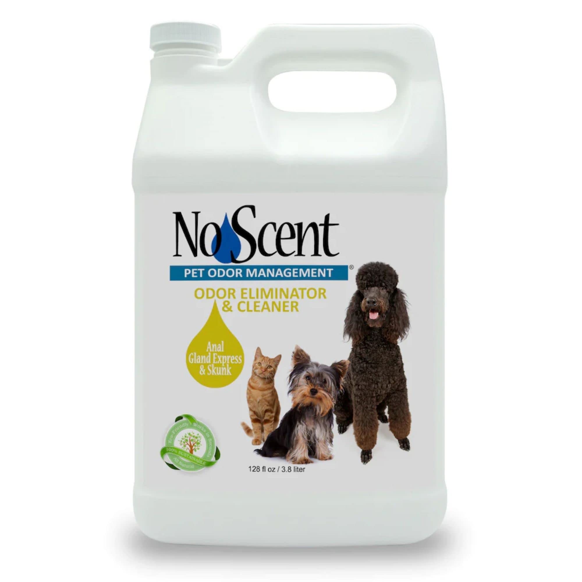 No Scent Anal Gland Express &amp; Skunk Spray Pet Fur Cleaner for Dogs &amp; Cats (128 Fl Oz / 3.8 Liters)
