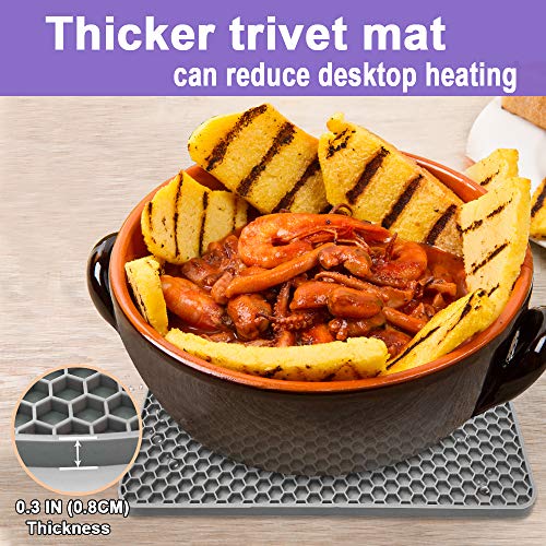 Image of Walfos Silicone Trivet Mats - 4 Heat Resistant Pot Holders, Multipurpose Non-Slip Hot Pads for Kitchen Potholders, Hot Dishers, Jar Opener, Spoon Holder, Food Grade Silicone & BPA Free (Square)