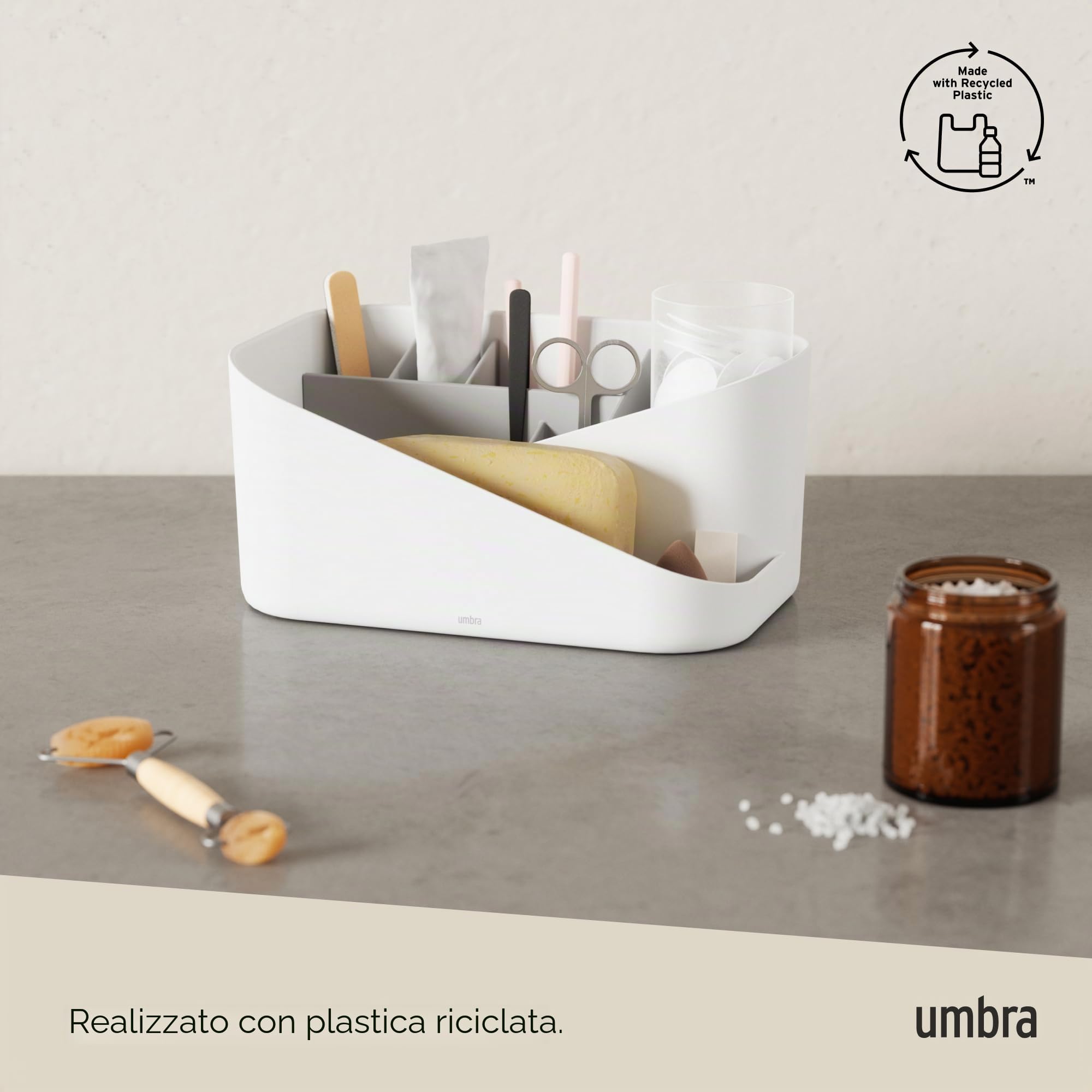 Umbra Glam Organizer per prodotti di bellezza, Bianco/grigio