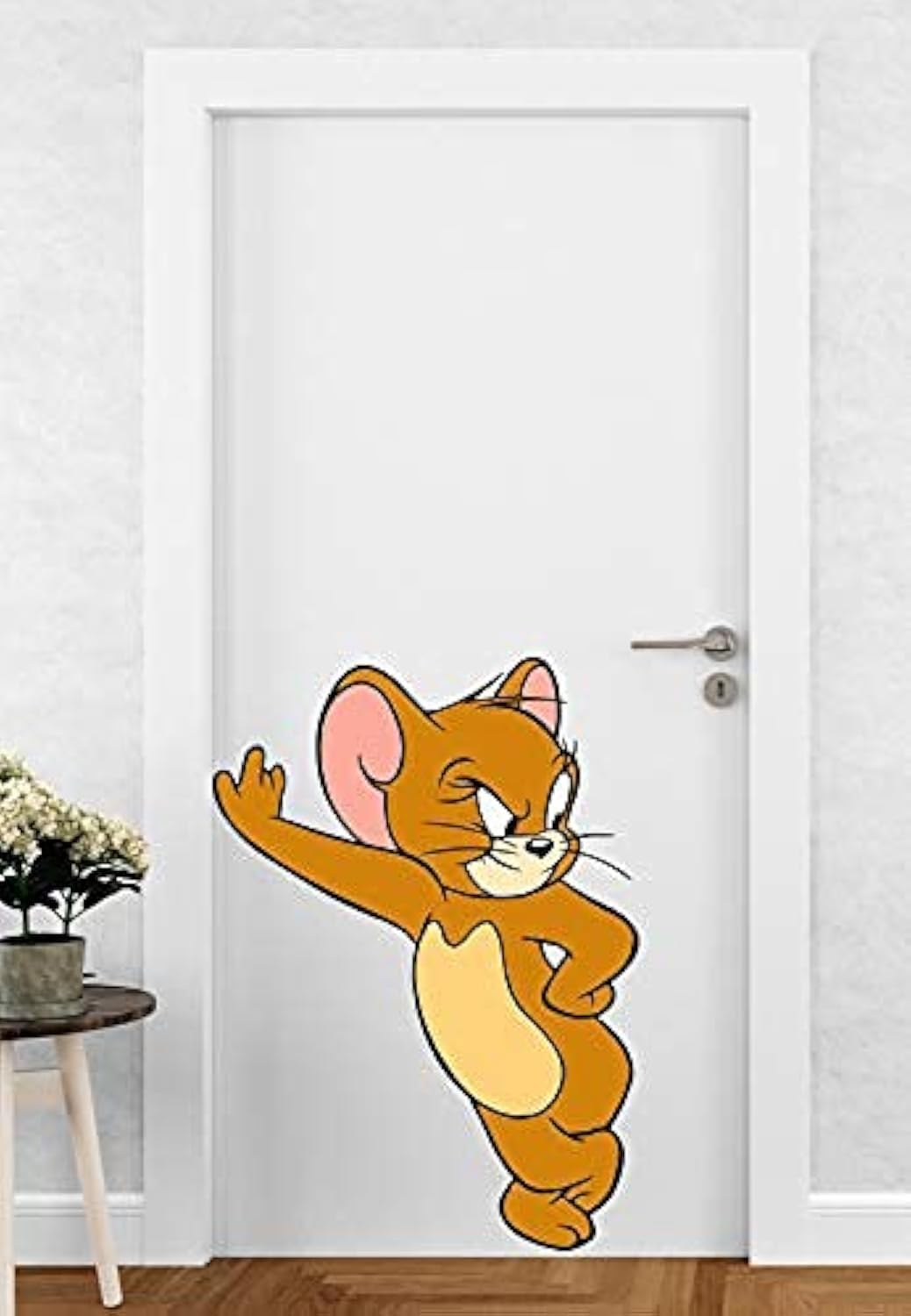 Polyvinyl Chloride Jerry Door Sticker for Living Room, Bedroom, Office, Kids Room (Standard, Multicolour)-Self-Adhesive