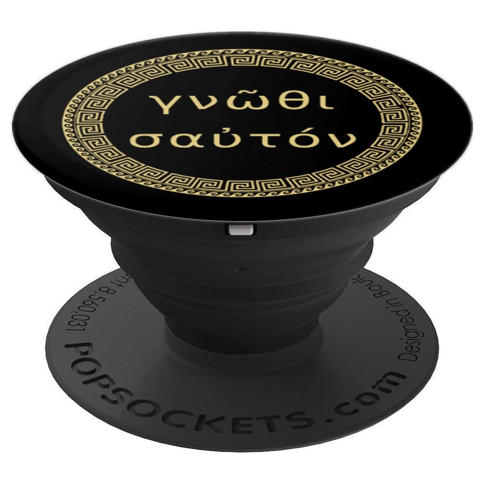Gnothi Sauton Know Thyself Ancient Greek Philosophy Meander PopSockets Grip and Stand for Phones and Tablets
