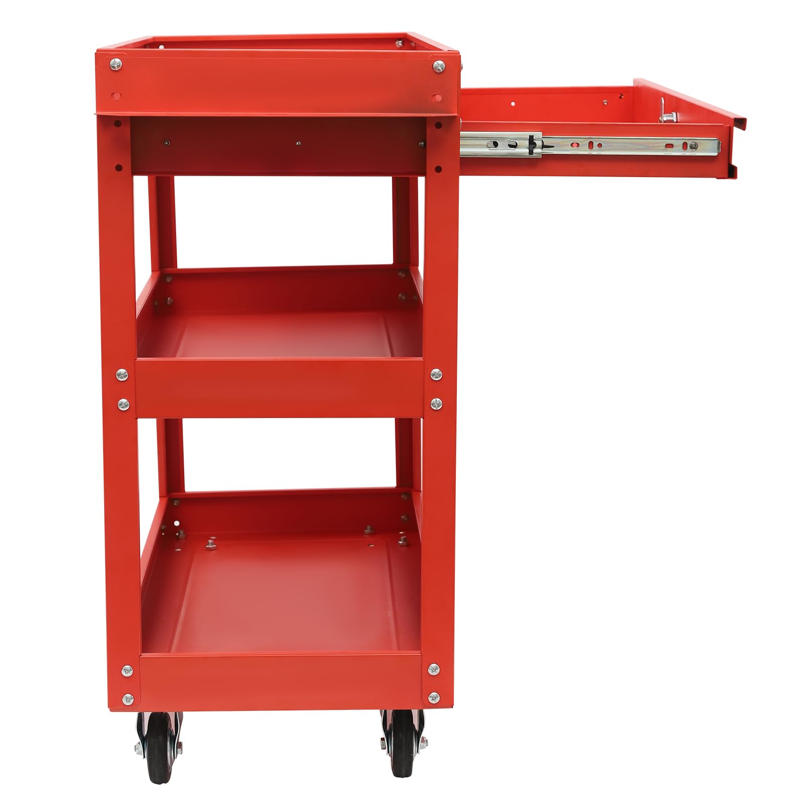 Carrello portautensili, carrello con 3 ripiani, cassetto chiudibile, 76,3 x 35,3 x 83,5 cm, organizer per attrezzi, carrello per magazzino, garage e officina