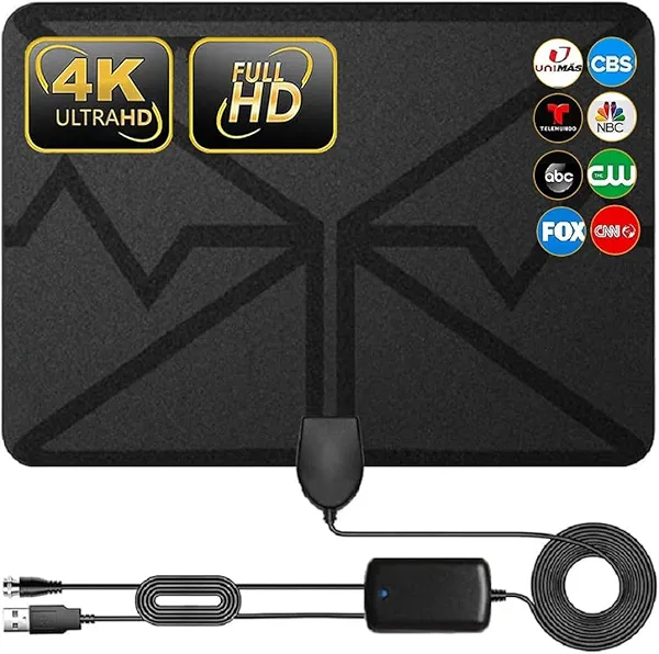 TV Antenna, Amplified HD Digital Long 250+ Miles Range,Signal Booster 16.5FT Coax HD Cable,Digital Antenna for TV Support 4K 1080p HD Indoor