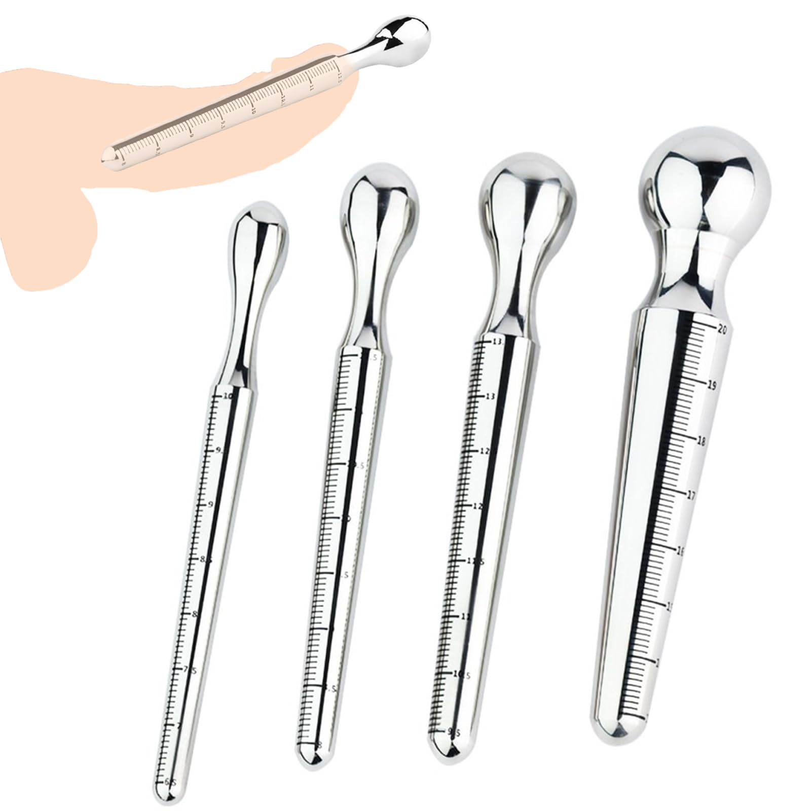 Edelstahl Harnröhren Dilatator 4pc set Metall Kugel Penis Plug Dilator Harnröhrensonden Prinzenzepter Katheter Sounding Stab Prostata Stimulation Masturbation Urethral Stick Sex Toy für Männer