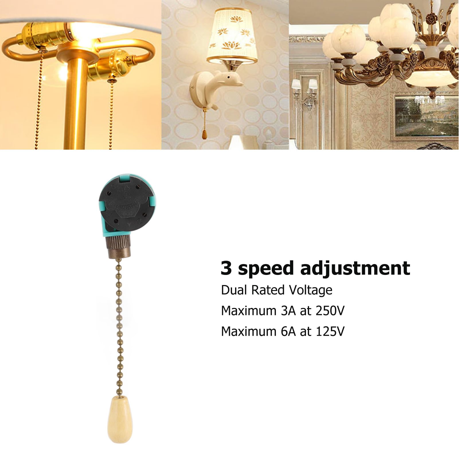 DAYM Interrupteur Chaîne Ventilateur Plafond 250V 125V Cuivre Pur - Bronze