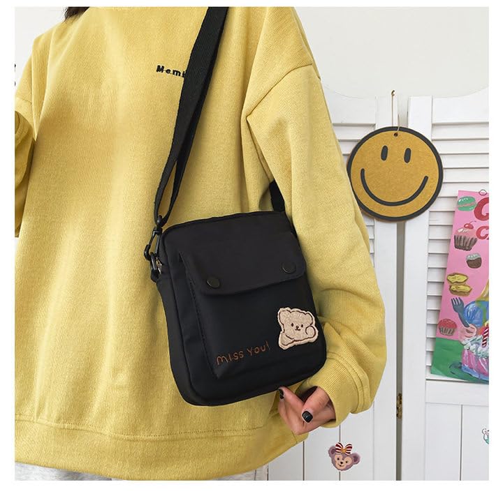 Crossbody Bag for Women Cute Bear Purse with Zipper Small Nylon Shoulder Purse for Daliy Use, Outgoing, Shopping3
