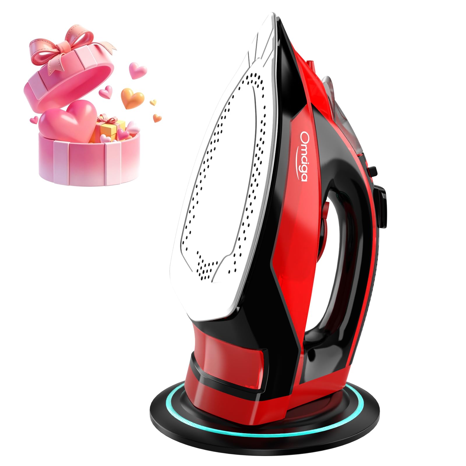 1500W Cordless Iron for Clothes, Wireless Steam Iron with Rapid Heating & Auto Shut Off, for Effective Wrinkle Removal